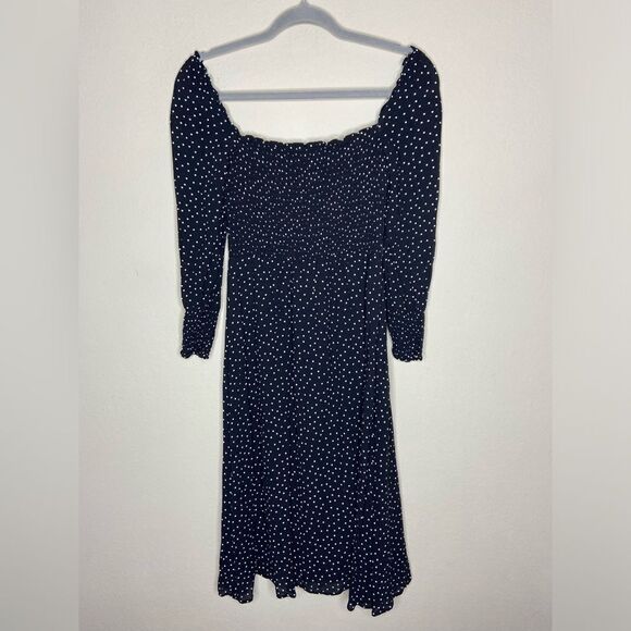 Reformation Rowan Midi Black White Dress Polka Dot Size MP - Picture 3 of 6